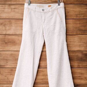 Pilcro Anthropologie Linen Cotton Pants 2 White Wide Leg Beach Boho